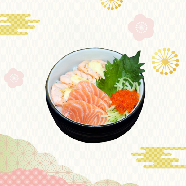 雙色三文魚丼