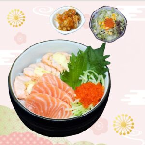 雙色三文魚丼